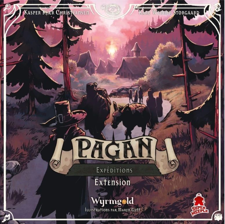 Board game extension cover titled 'Pagan! Expeditions' with a fantasy landscape and characters.