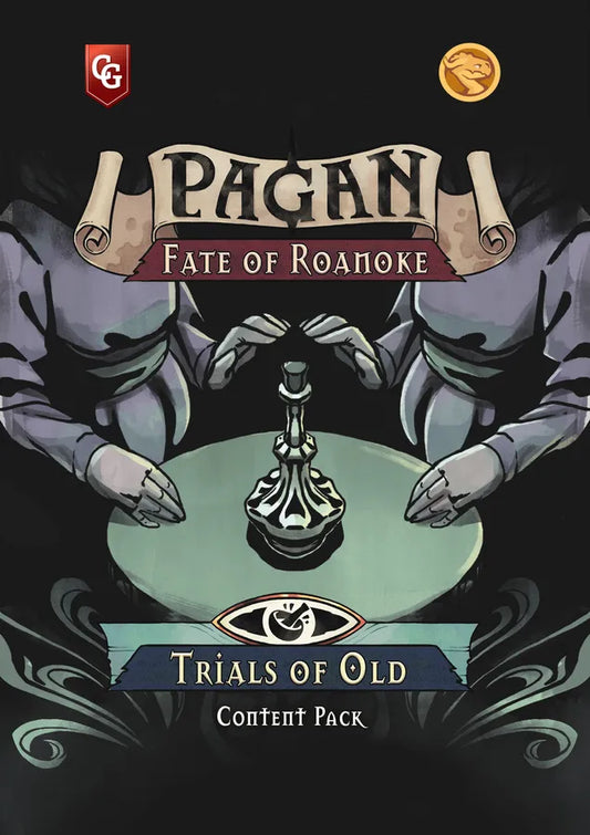 Cover of 'Pagan: Fate of Roamoke' with hands around a central object on a dark background.