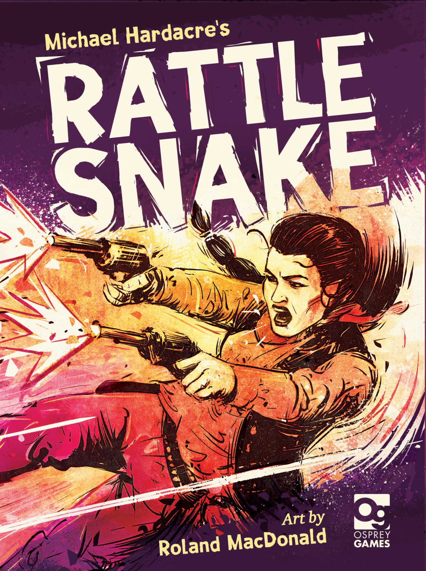 Book cover of 'Rattle Snake' with a stylized illustration of a character holding a gun against a purple background.
