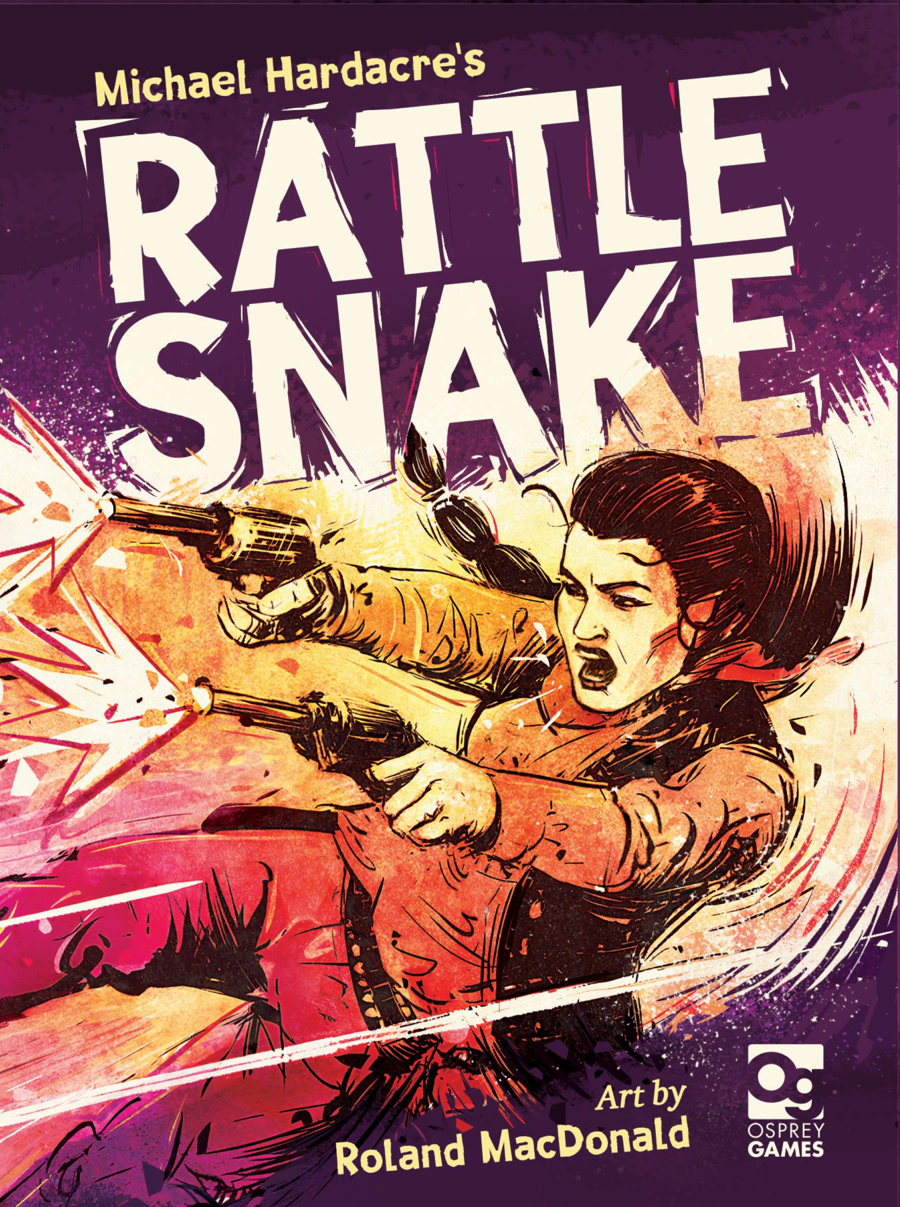 Book cover of 'Rattle Snake' with a stylized illustration of a character holding a gun against a purple background.