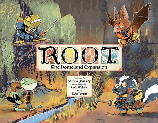 Cover of 'ROOT: The Homeland Expansion' with cartoon animals and forest background