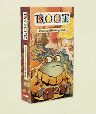 Board game box titled 'ROOT' with a character illustration on a colorful background