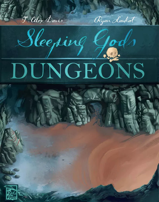 Book cover of 'Sleeping Gods Dungeons' with a dark fantasy design.