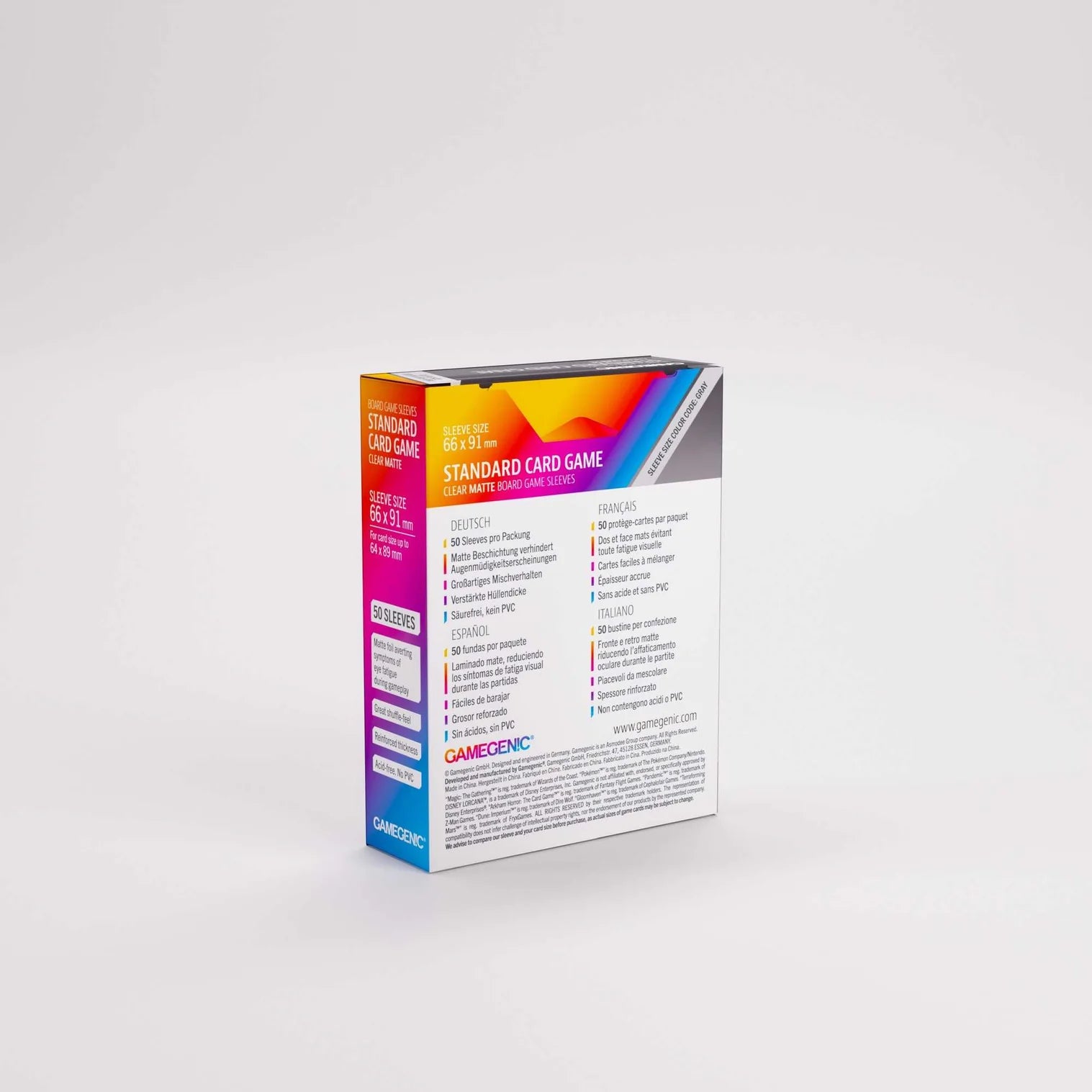 Card game box with colorful design on a white background