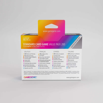 Gamegenic card game sleeve packaging on a gray background