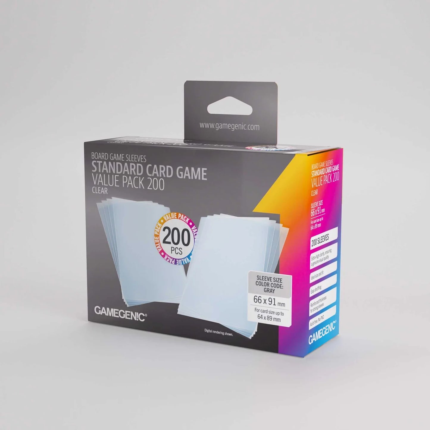 Gamegenic card game sleeves packaging on a gray background