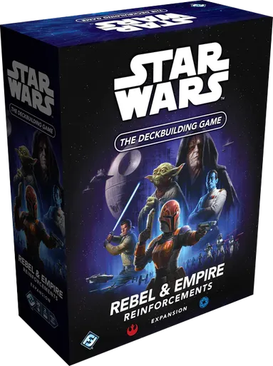 Star Wars: The Deckbuilding Game expansion box with characters and text on a dark background