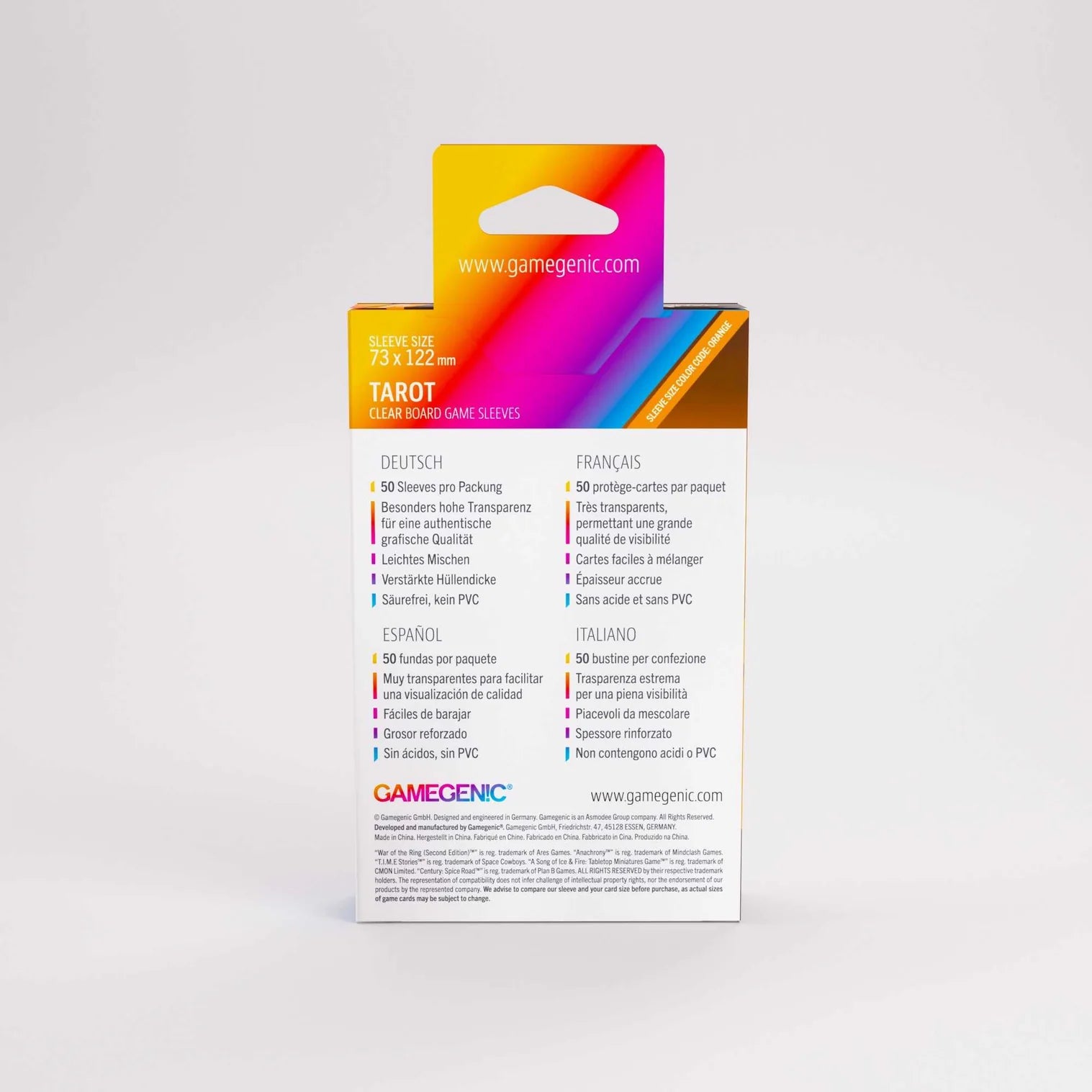 Gamegenic tarot card packaging on a white background