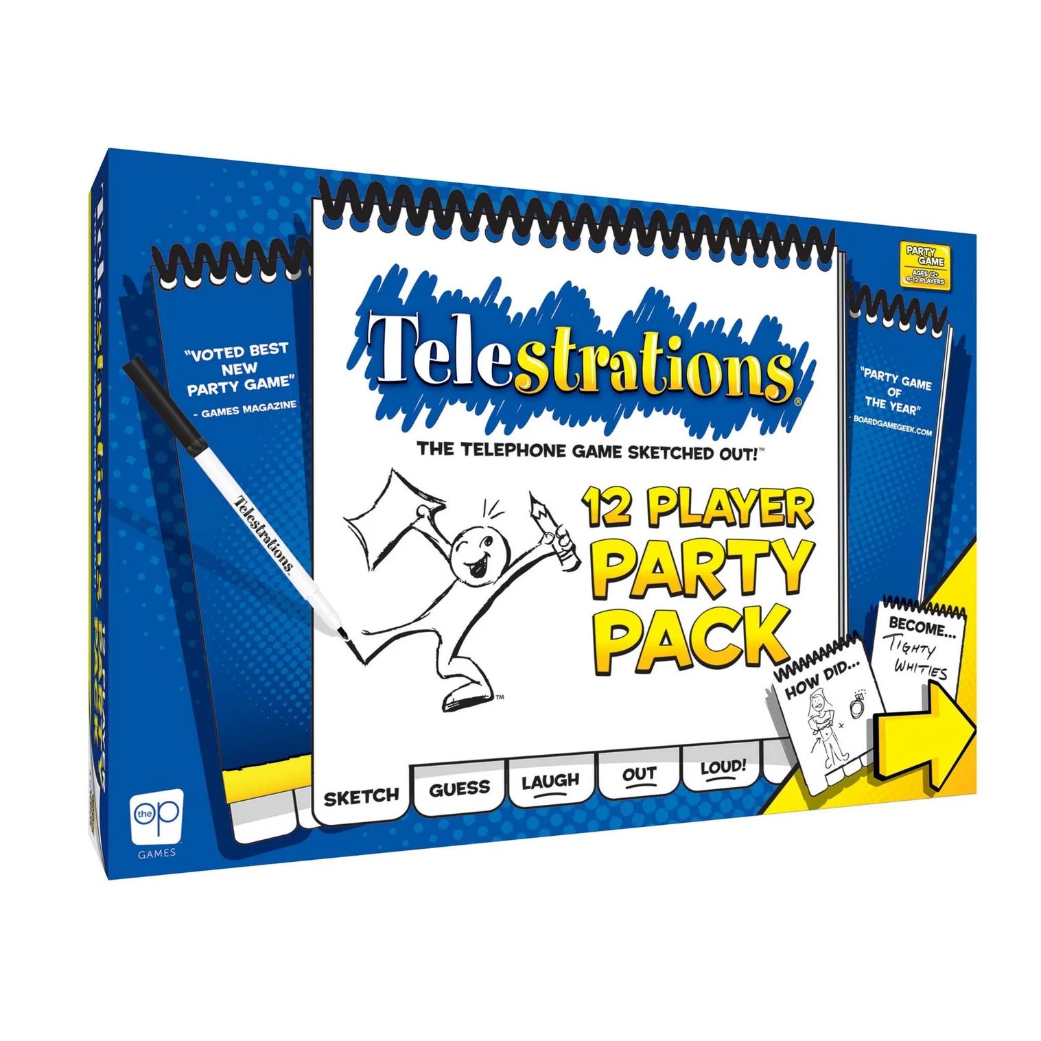Telestrations 12 Player Party Pack game box on a white background