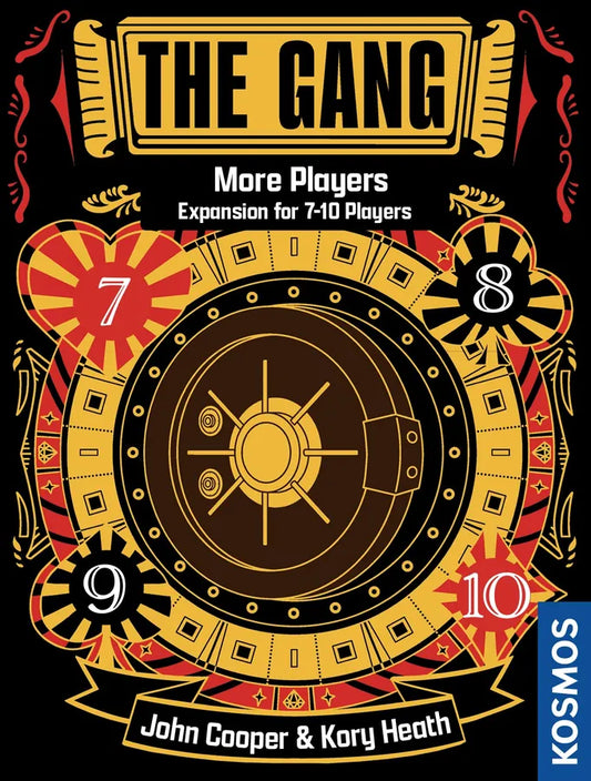 Game expansion pack cover for 'The Gang' with numbers 7, 8, and 10 on a black background.
