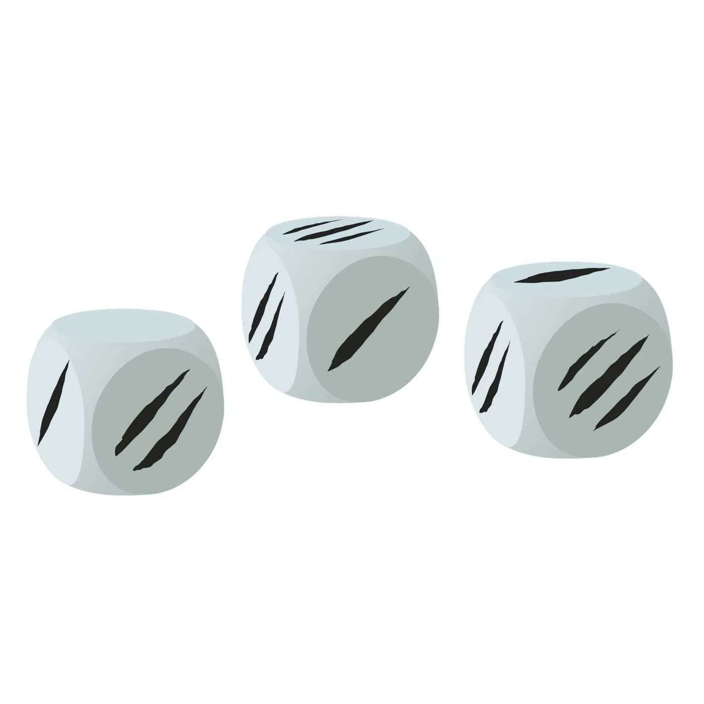 Three white dice with black markings on a white background