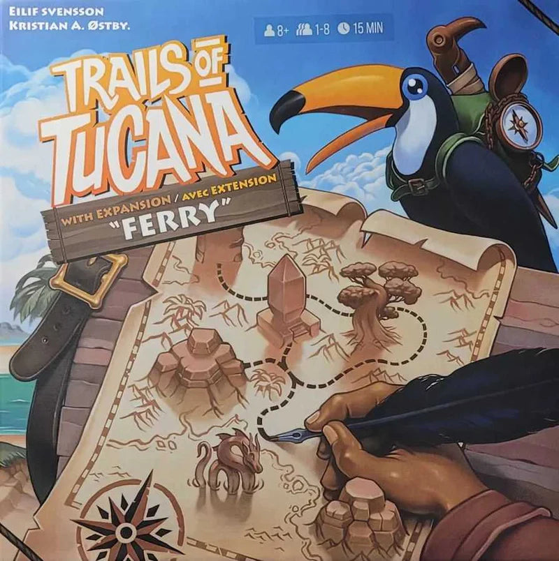 Trails of Tucana game box with a toucan and map illustration