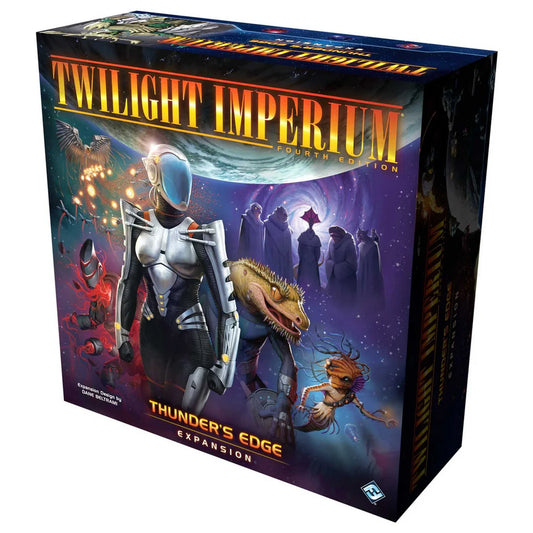 Board game box for 'Twilight Imperium' with space-themed artwork and characters.