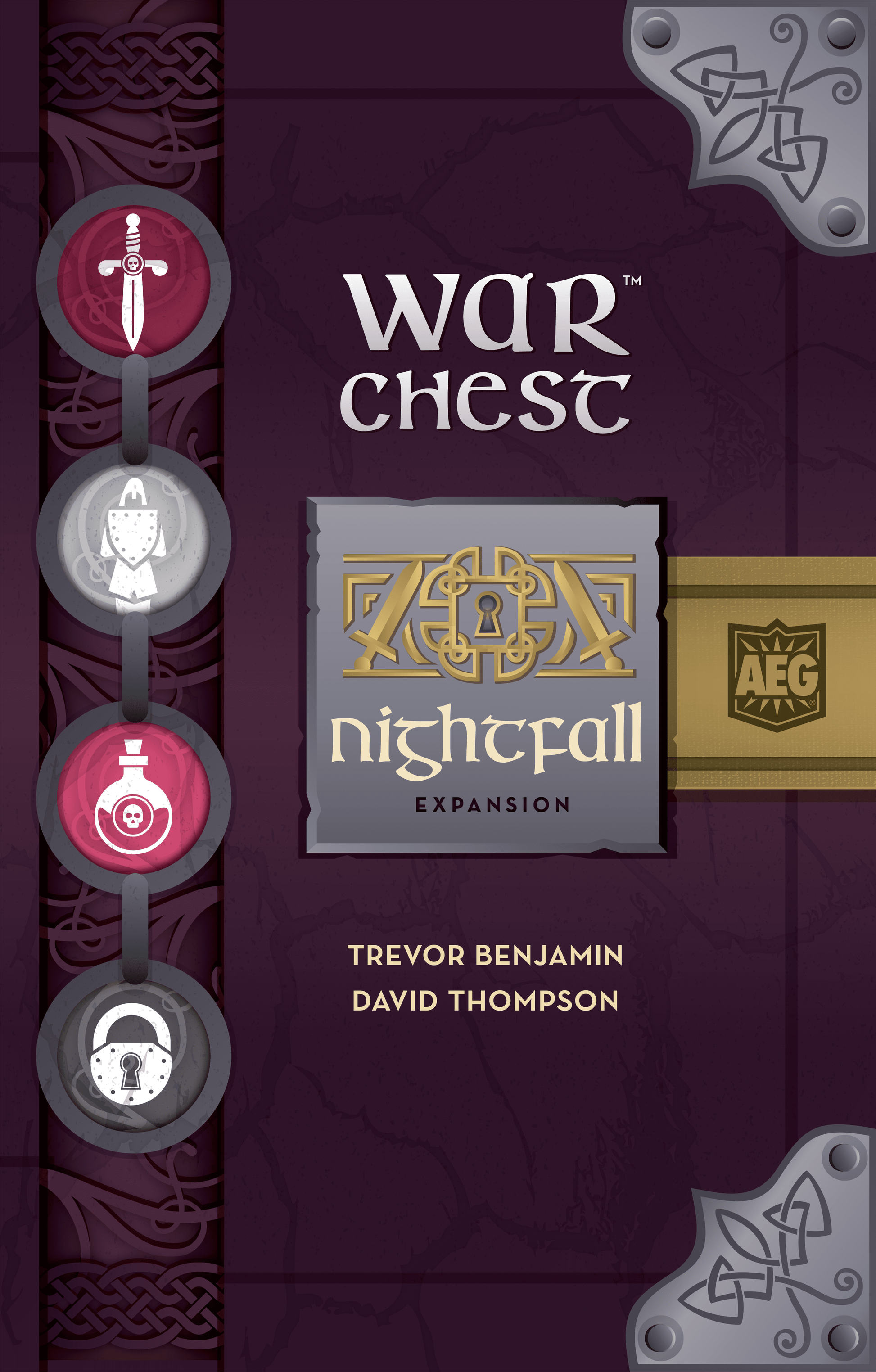 War Chest Nightfall Expansion box with AEG logo on a dark purple background