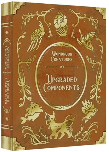 Decorative book with gold illustrations and text on a white background