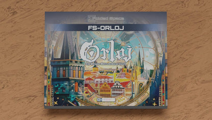 Board game box for 'Orloj' on a wooden surface