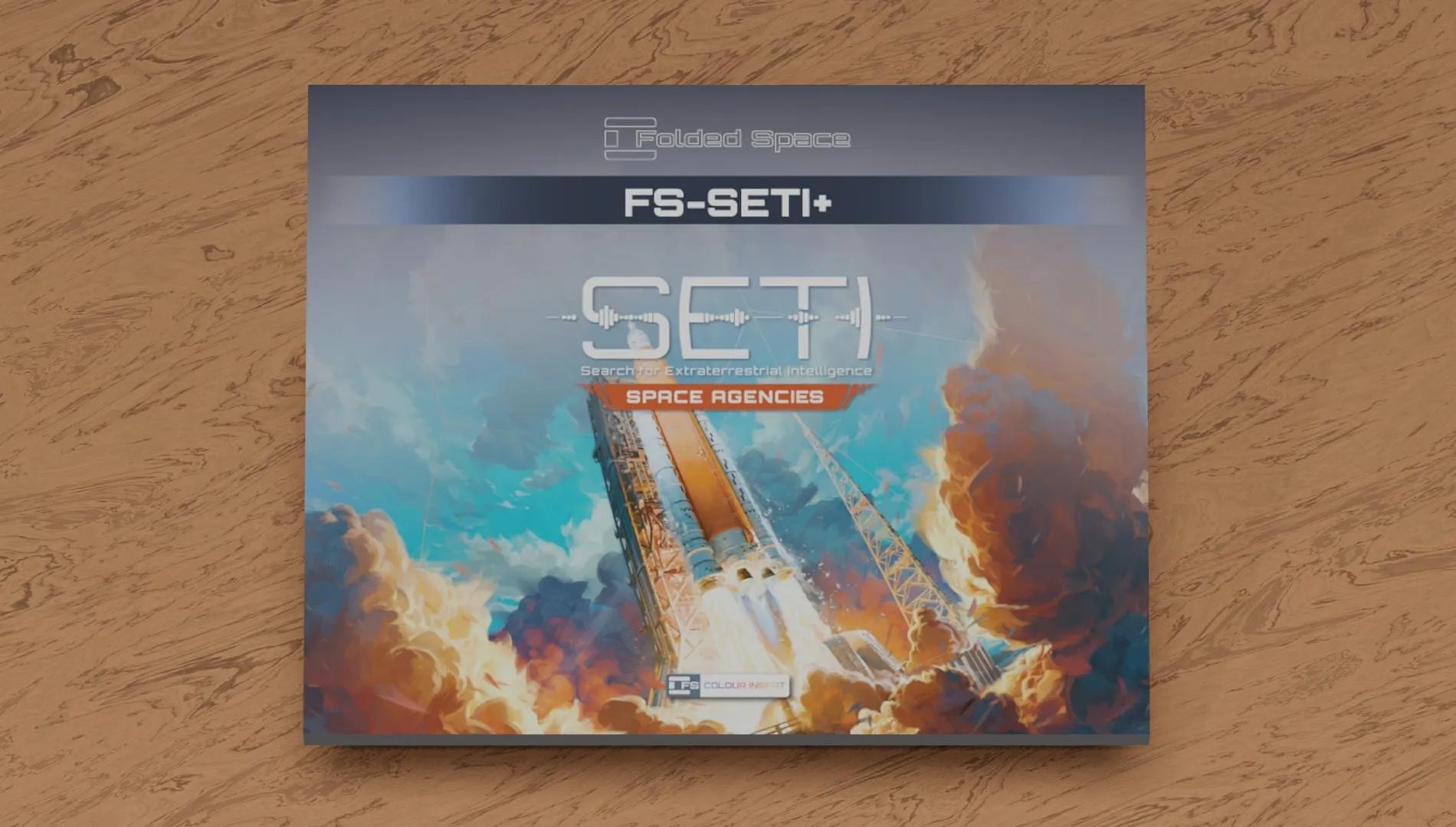Seti space agency product packaging on a wooden surface