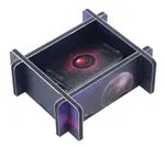 Electronic component with a purple casing on a white background